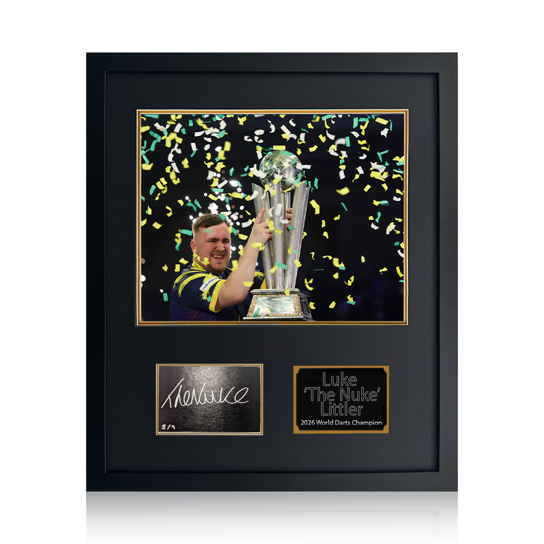 Luke Littler 2026 World Champion Signed Cut 5/9 Compact Frame