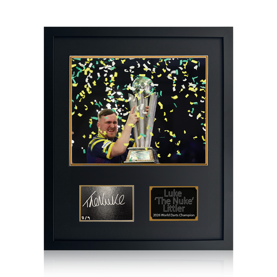 Luke Littler 2026 World Champion Signed Cut 7/9 Compact Frame