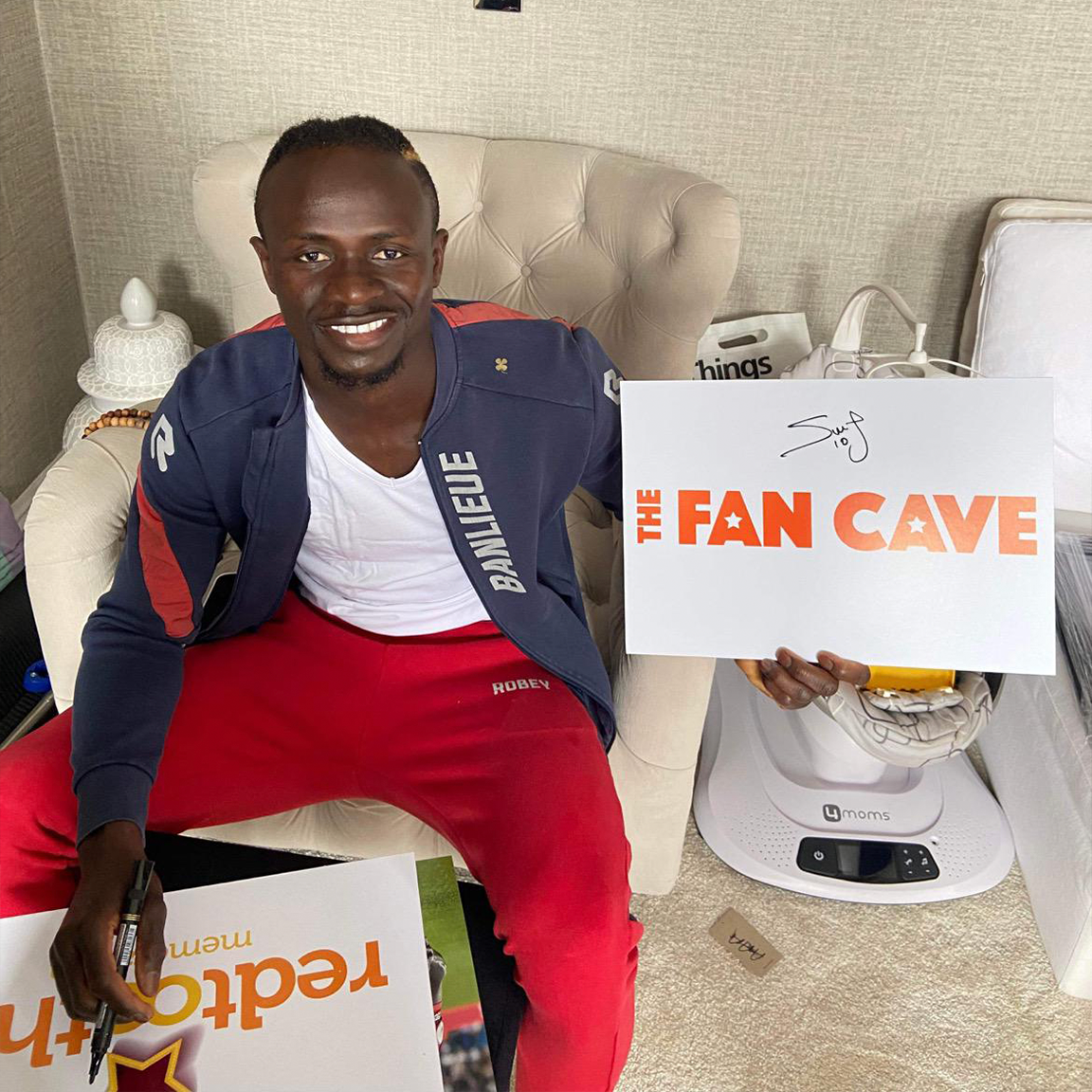 Sadio Mane Signed 21/22 Liverpool Shirt Display
