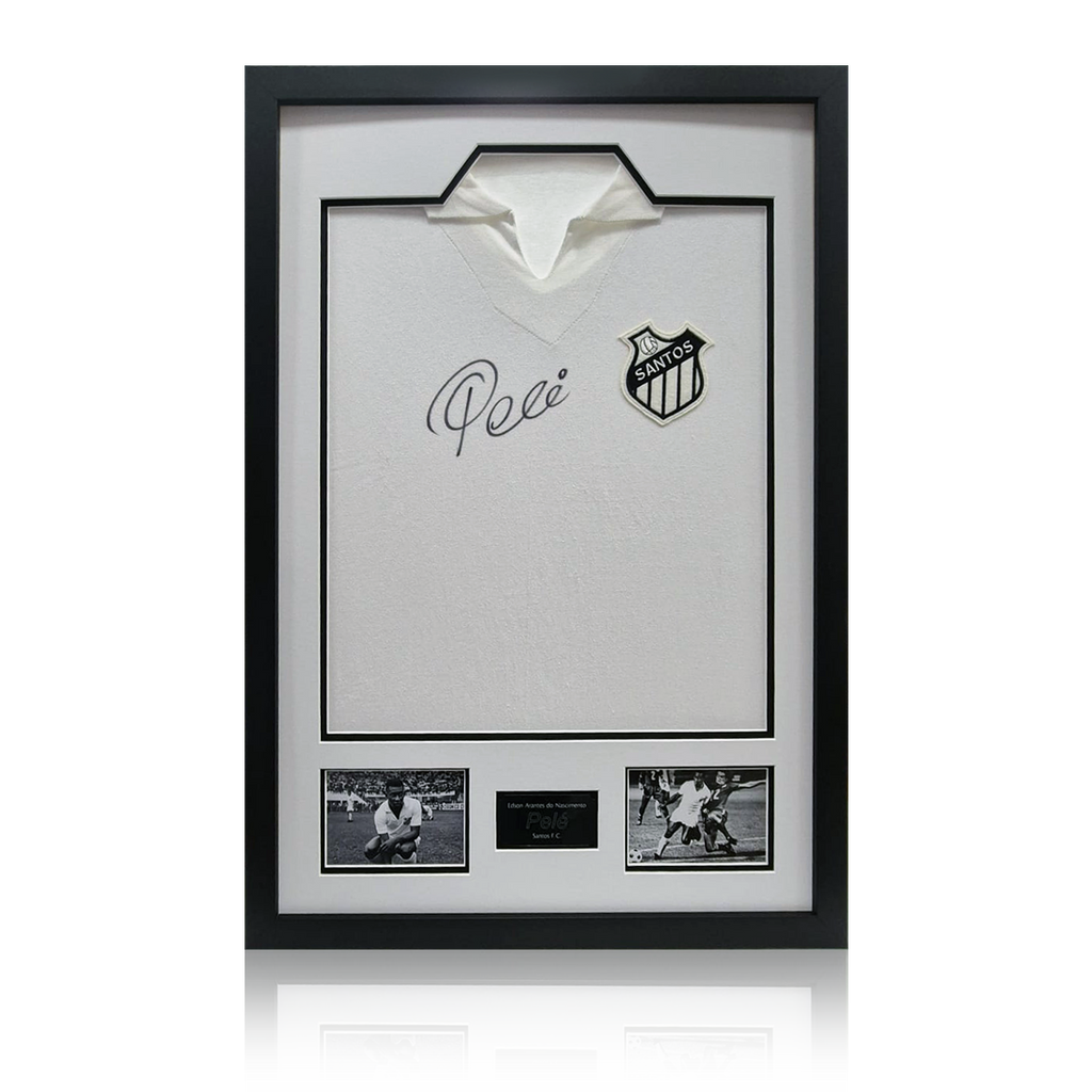 Pele Back Signed Santos Shirt Premium Frame