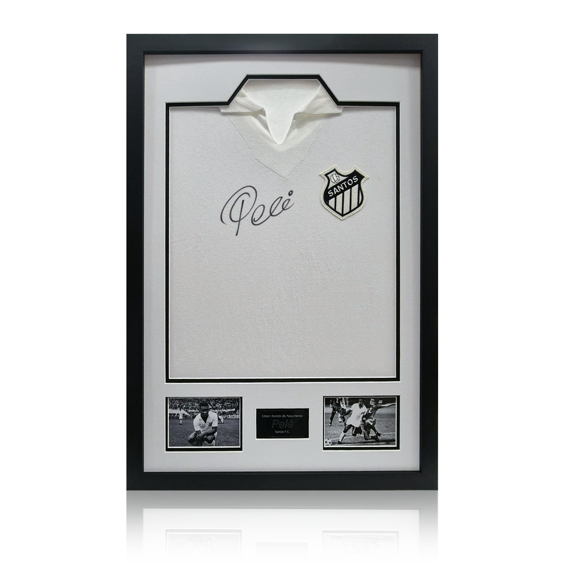 Pele Back Signed Santos Shirt Premium Frame