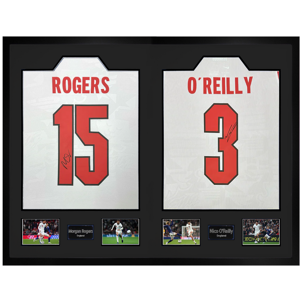 Morgan Rogers & Nico O'Reilly Signed England Ultra Premium Frame