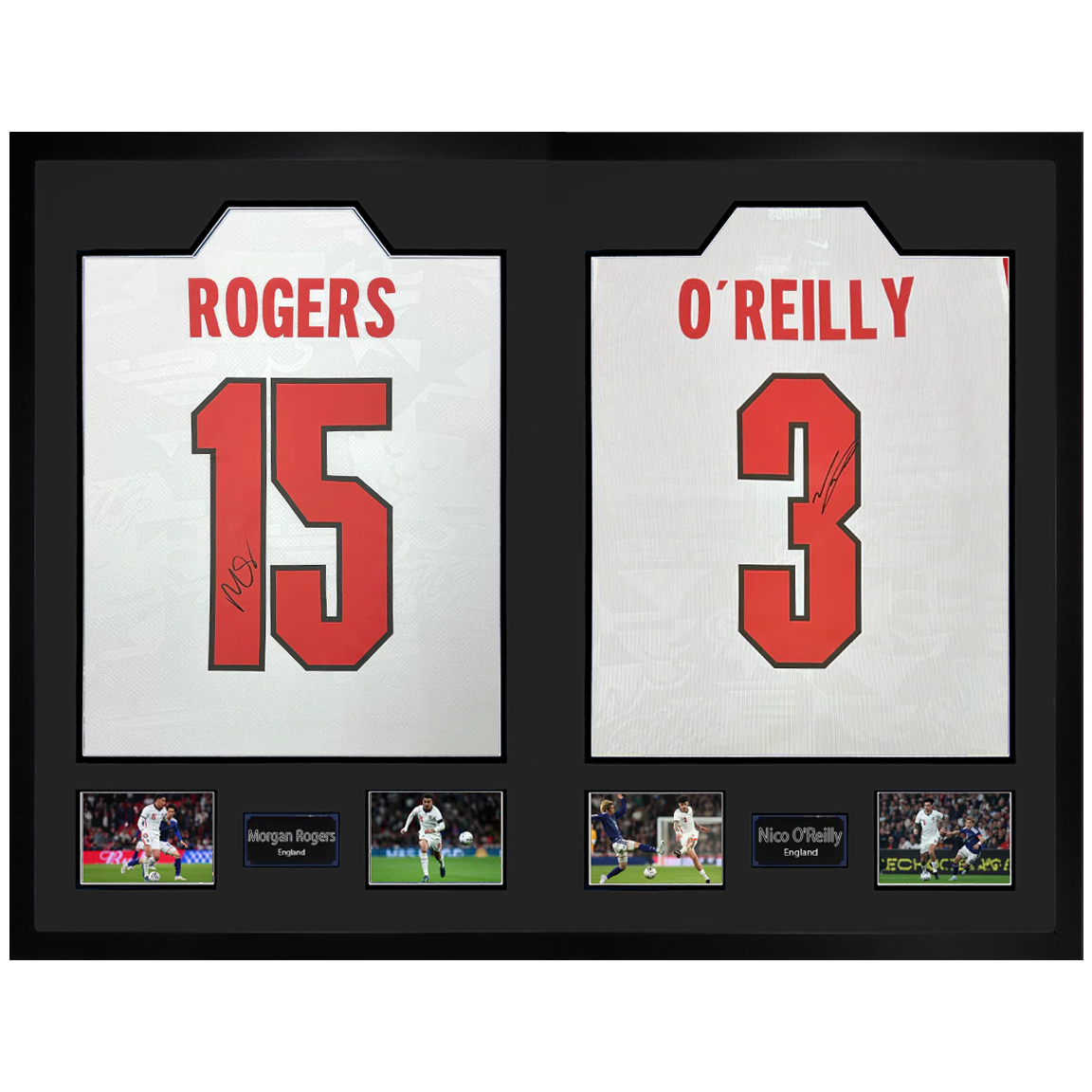 Morgan Rogers & Nico O'Reilly Signed England Ultra Premium Frame