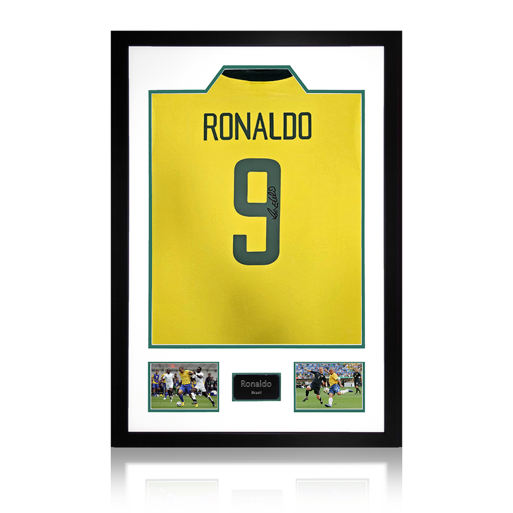 Ronaldo Signed Brazil Shirt Premium Frame