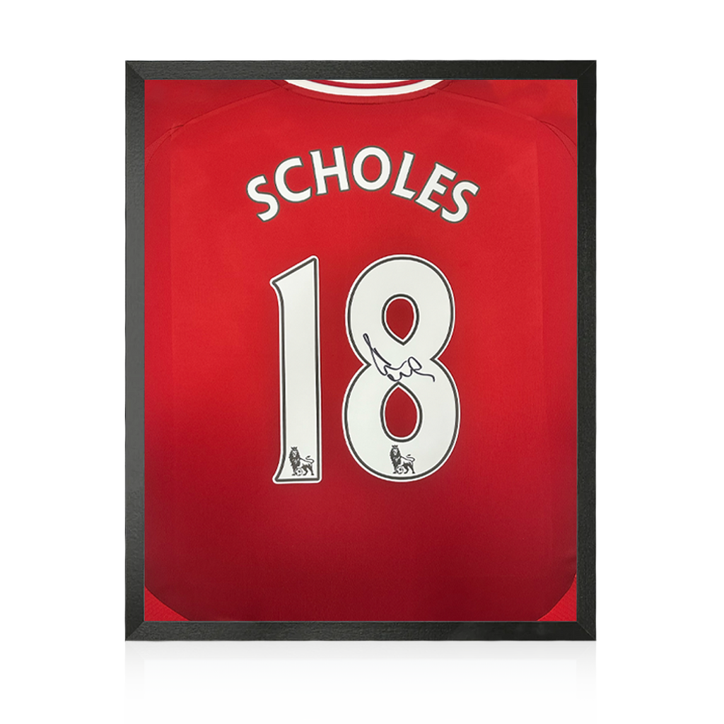 Paul Scholes Signed Manchester United Premier League Shirt Compact Display