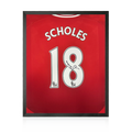 Paul Scholes Signed Manchester United Premier League Shirt Compact Display