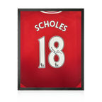 Paul Scholes Signed Manchester United Premier League Shirt Compact Display