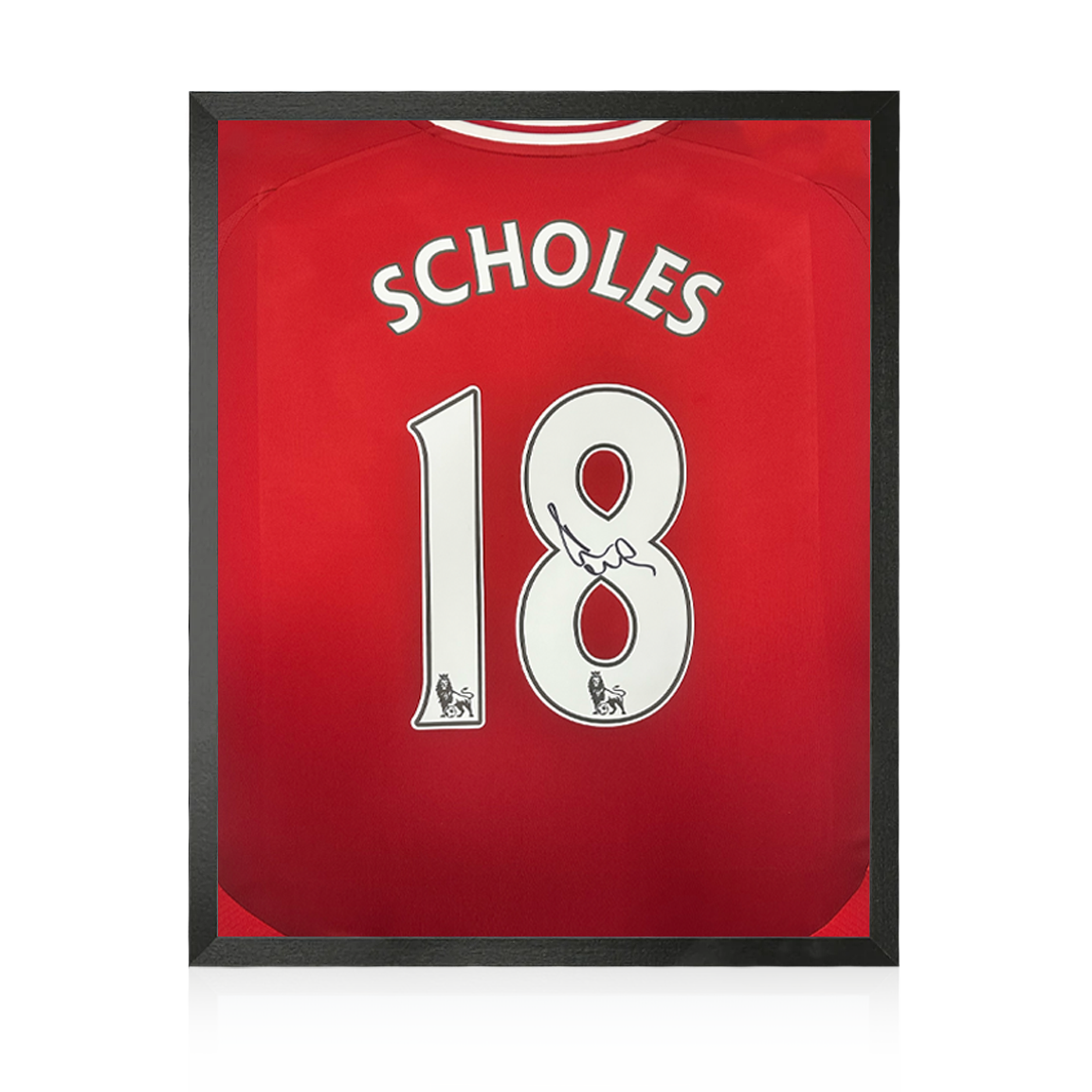 Paul Scholes Signed Manchester United Premier League Shirt Compact Display