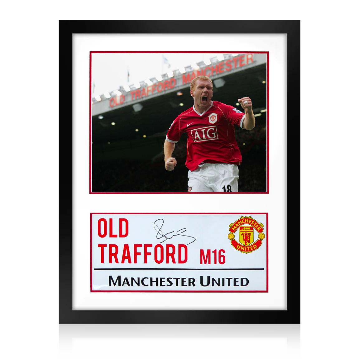 Paul Scholes Signed Manchester United Old Trafford Street Sign Iconic Frame