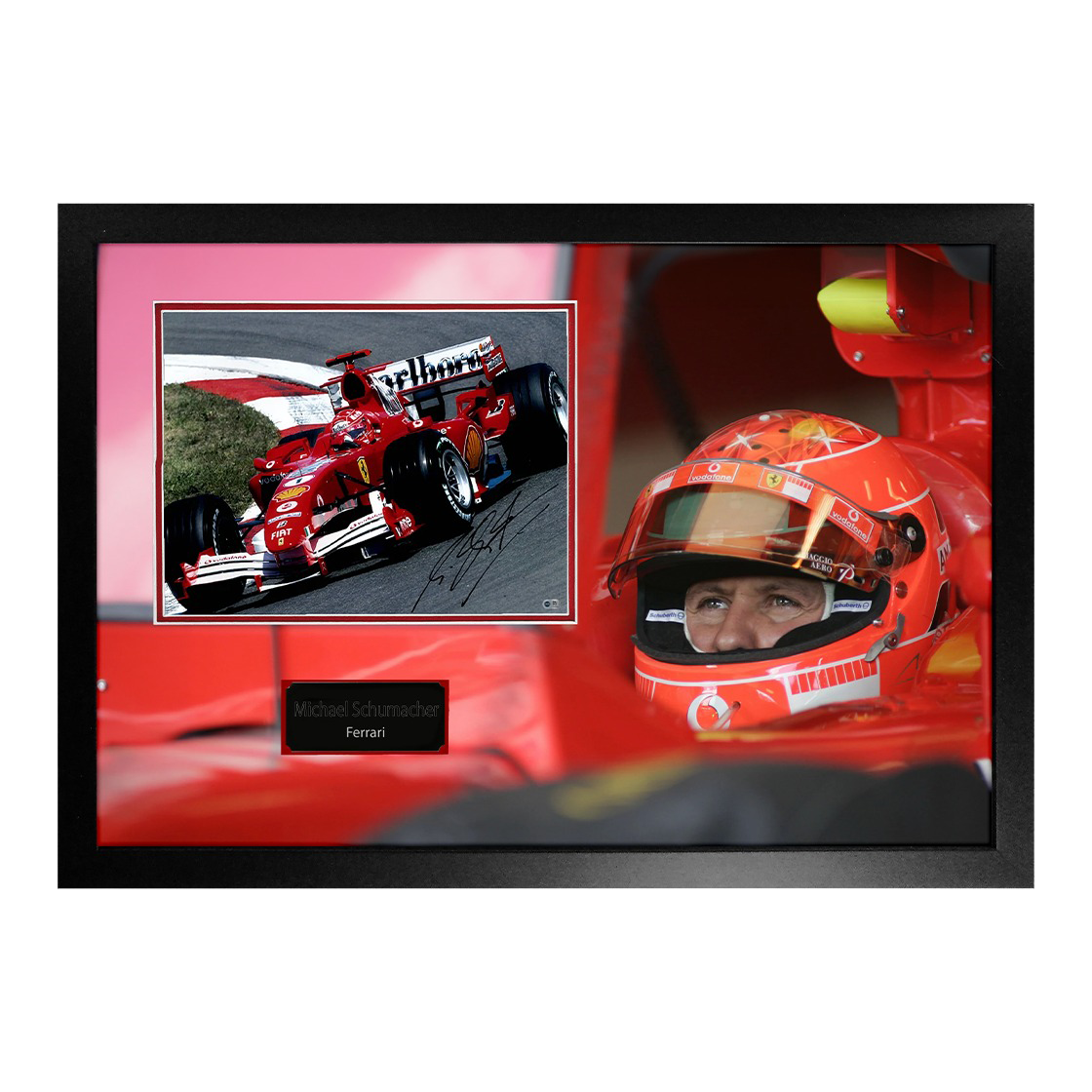 Michael Schumacher Signed Ferrari 16x12 Image Premium Frame