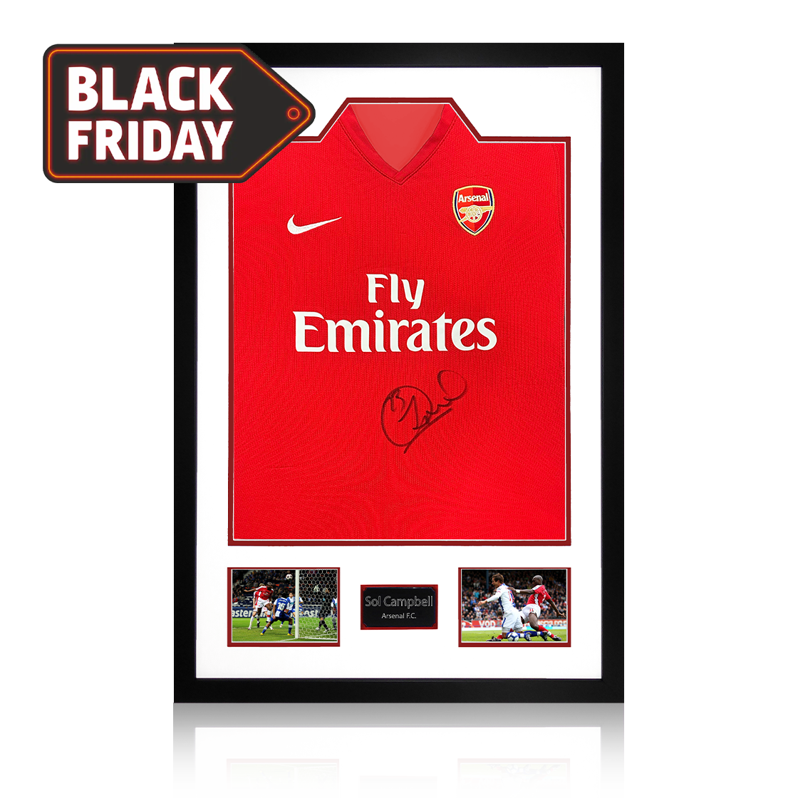 Sol Campbell Signed Arsenal 2009/10 Home Shirt Premium Frame