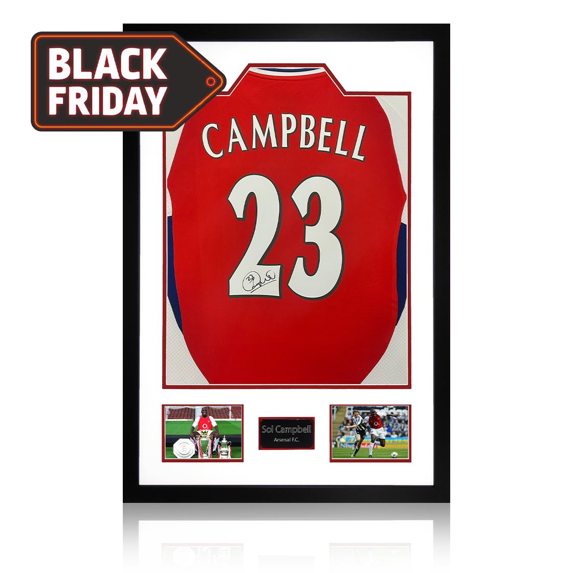 Sol Campbell Signed Arsenal Shirt Premium Frame