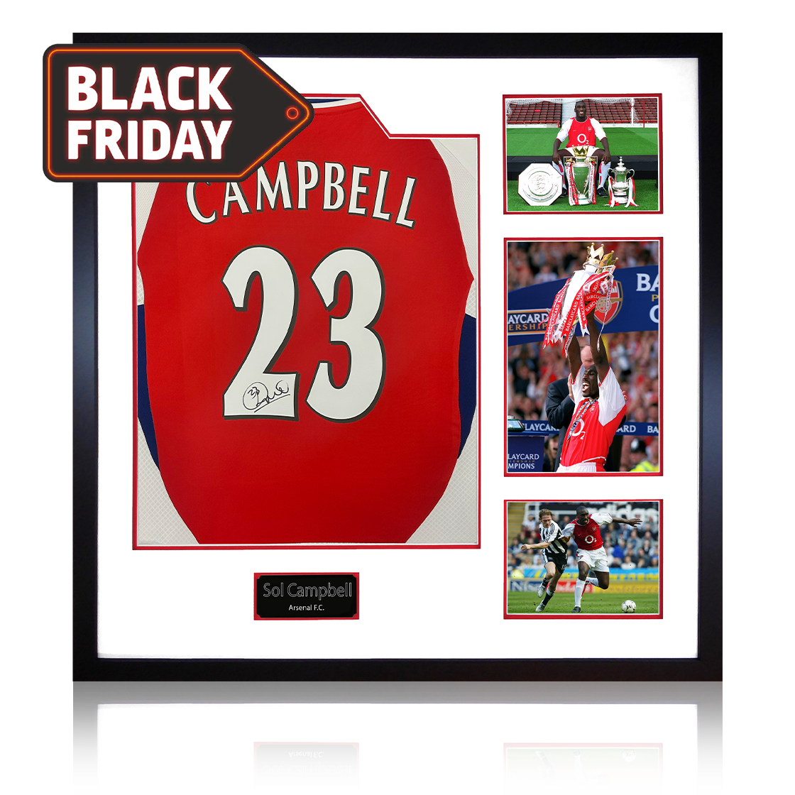 Sol Campbell Signed Arsenal Shirt Elite Frame