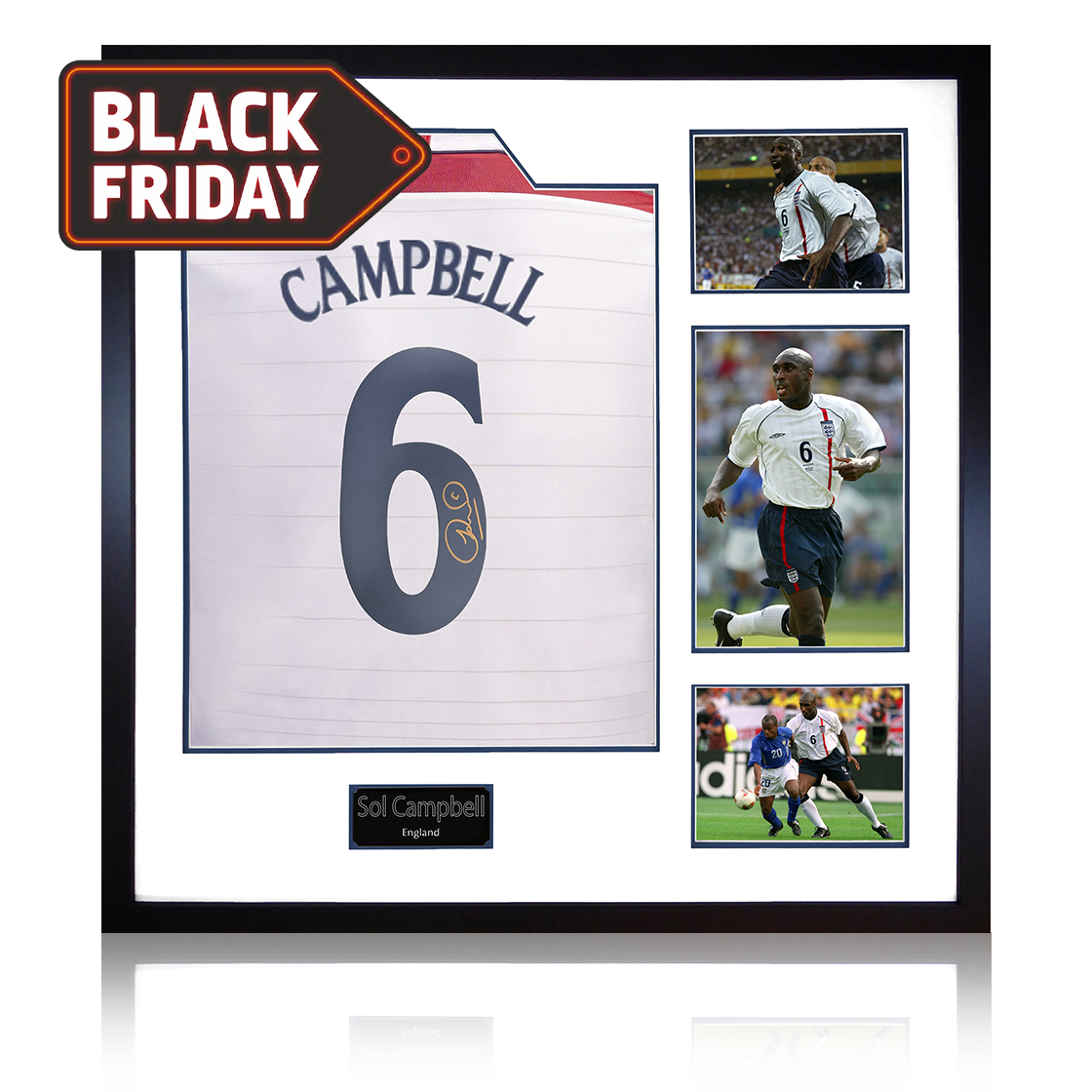 Sol Campbell Signed England Shirt Elite Frame