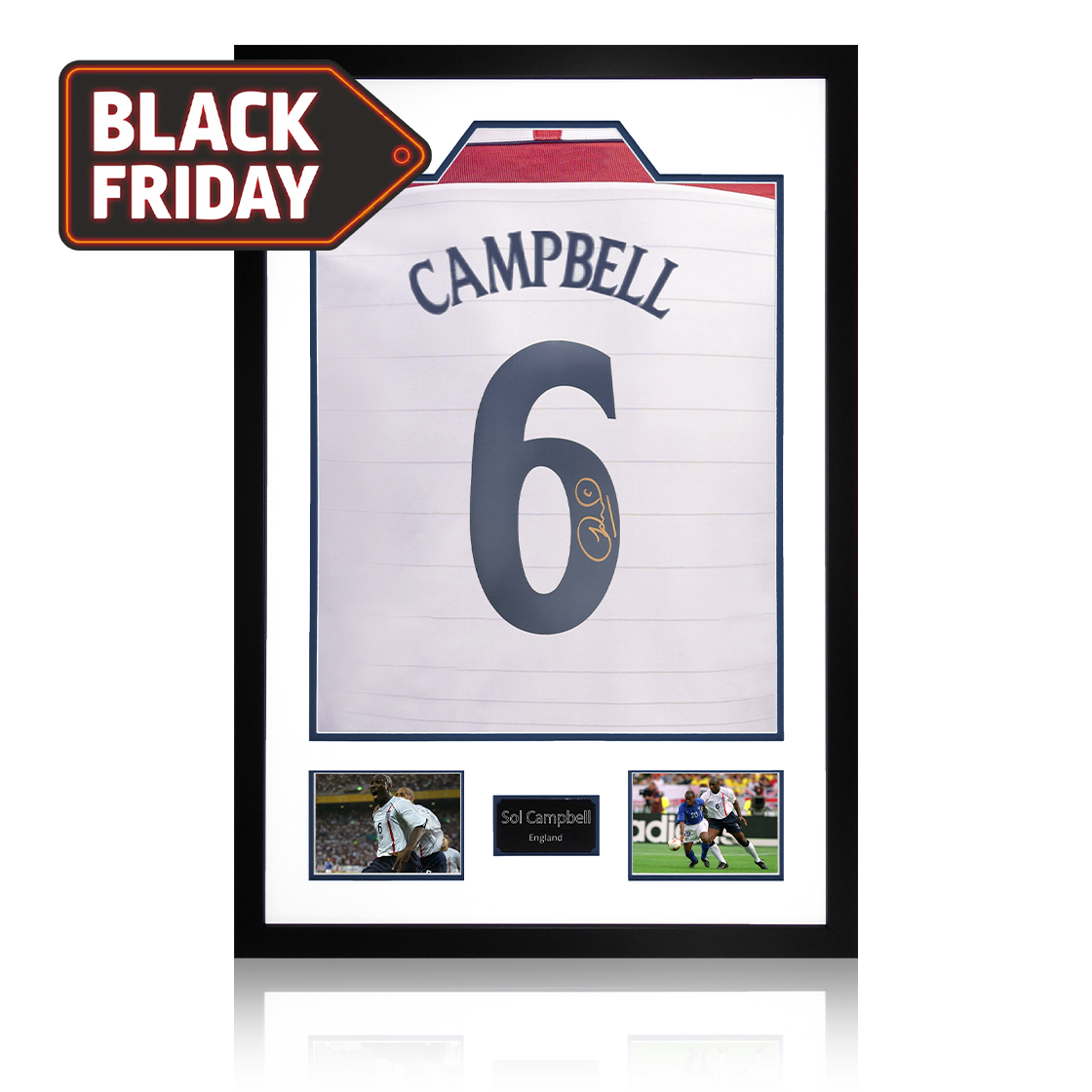 Sol Campbell Signed England Shirt Premium Frame