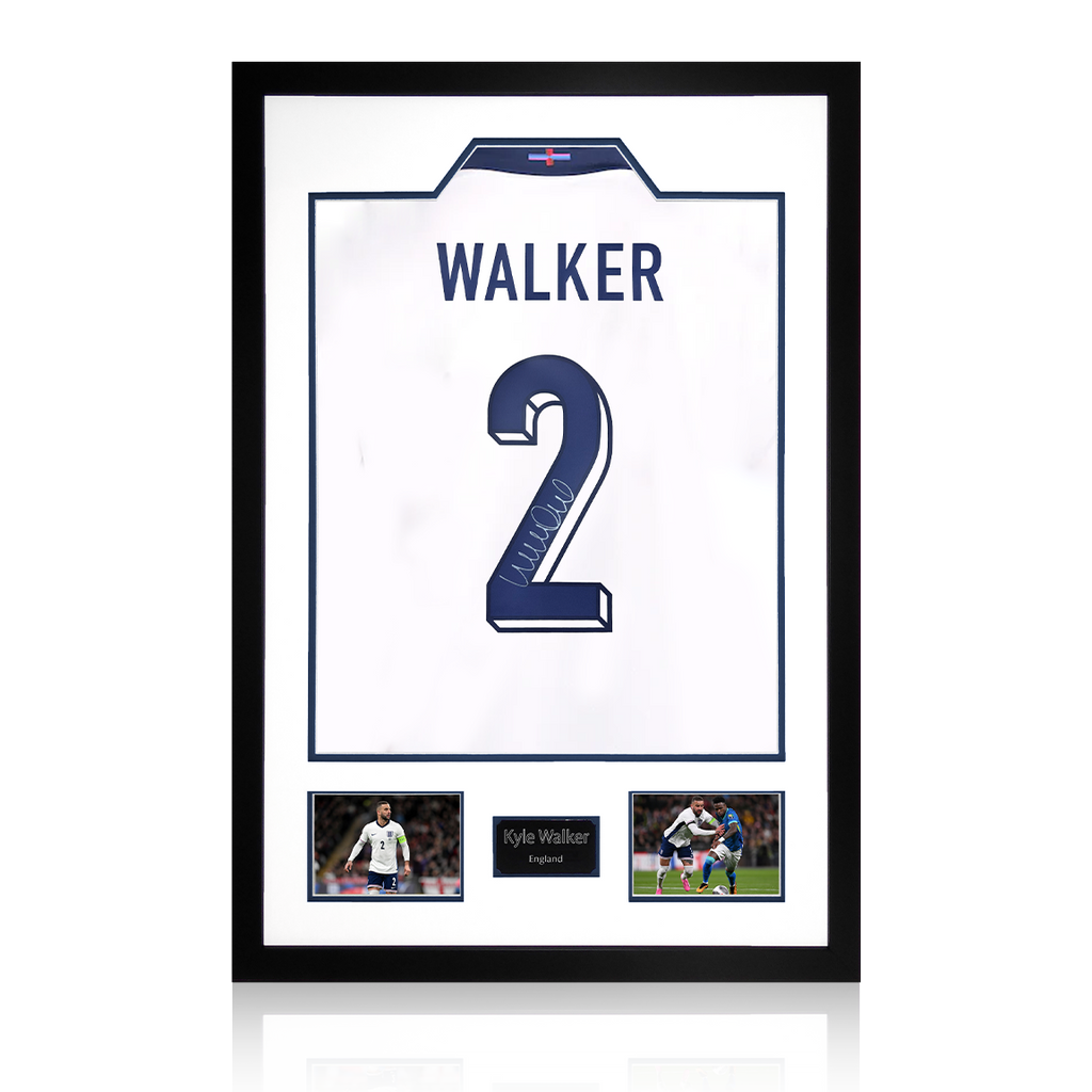 Kyle Walker Signed England Shirt Premium Frame