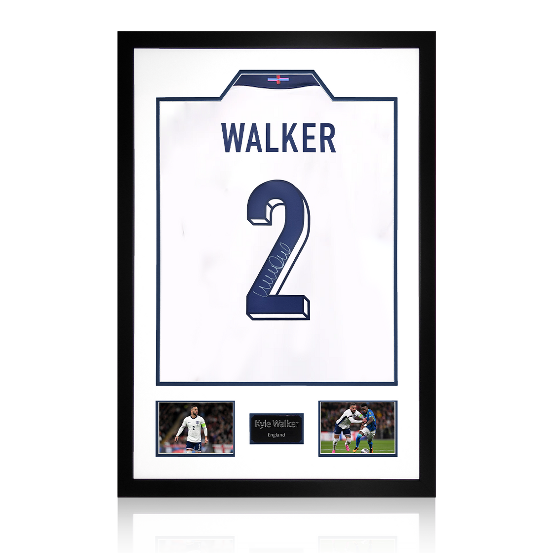 Kyle Walker Signed England Shirt Premium Frame