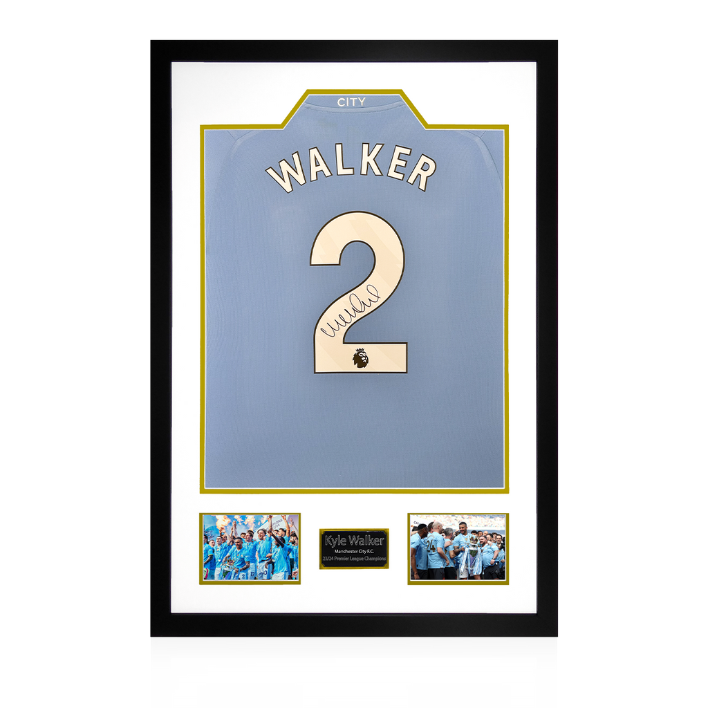 Kyle Walker Signed Manchester City 23/24 Premier League Champions Shirt Premium Frame
