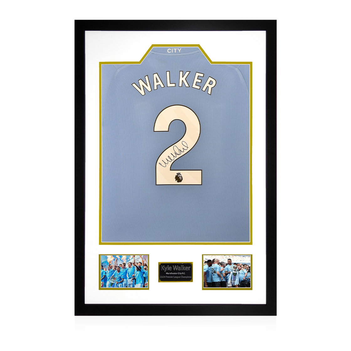 Kyle Walker Signed Manchester City 23/24 Premier League Champions Shirt Premium Frame