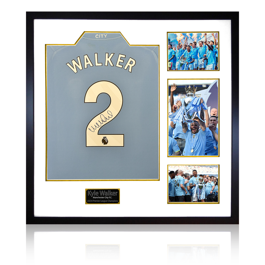 Kyle Walker Signed Manchester City 23/24 Premier League Champions Shirt Elite Frame