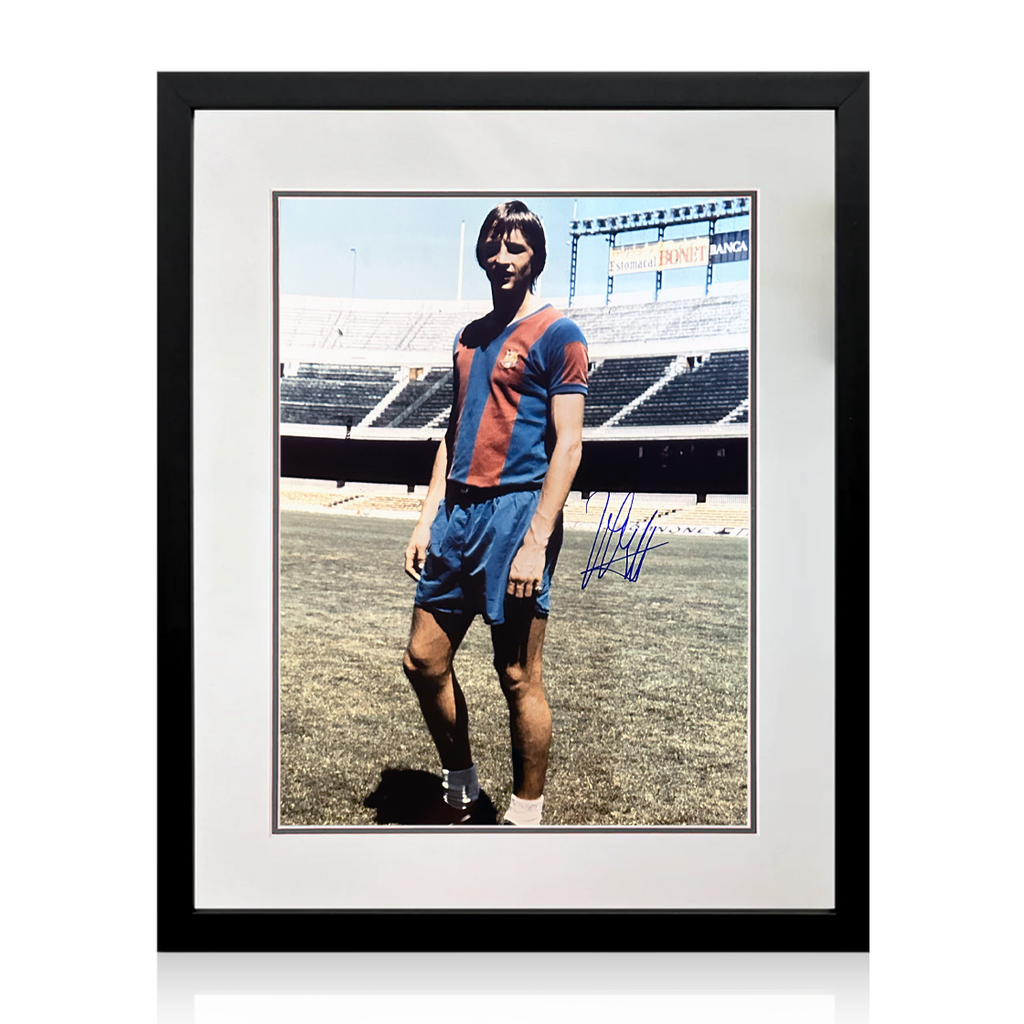 Johan Cruyff Signed FC Barcelona Photo Compact Frame (AFTAL Authentication)