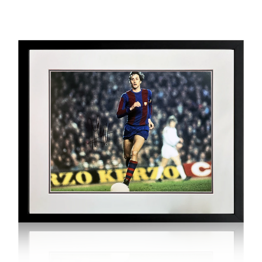 Johan Cruyff Signed FC Barcelona Photo Deluxe Mount Frame (AFTAL Authentication)