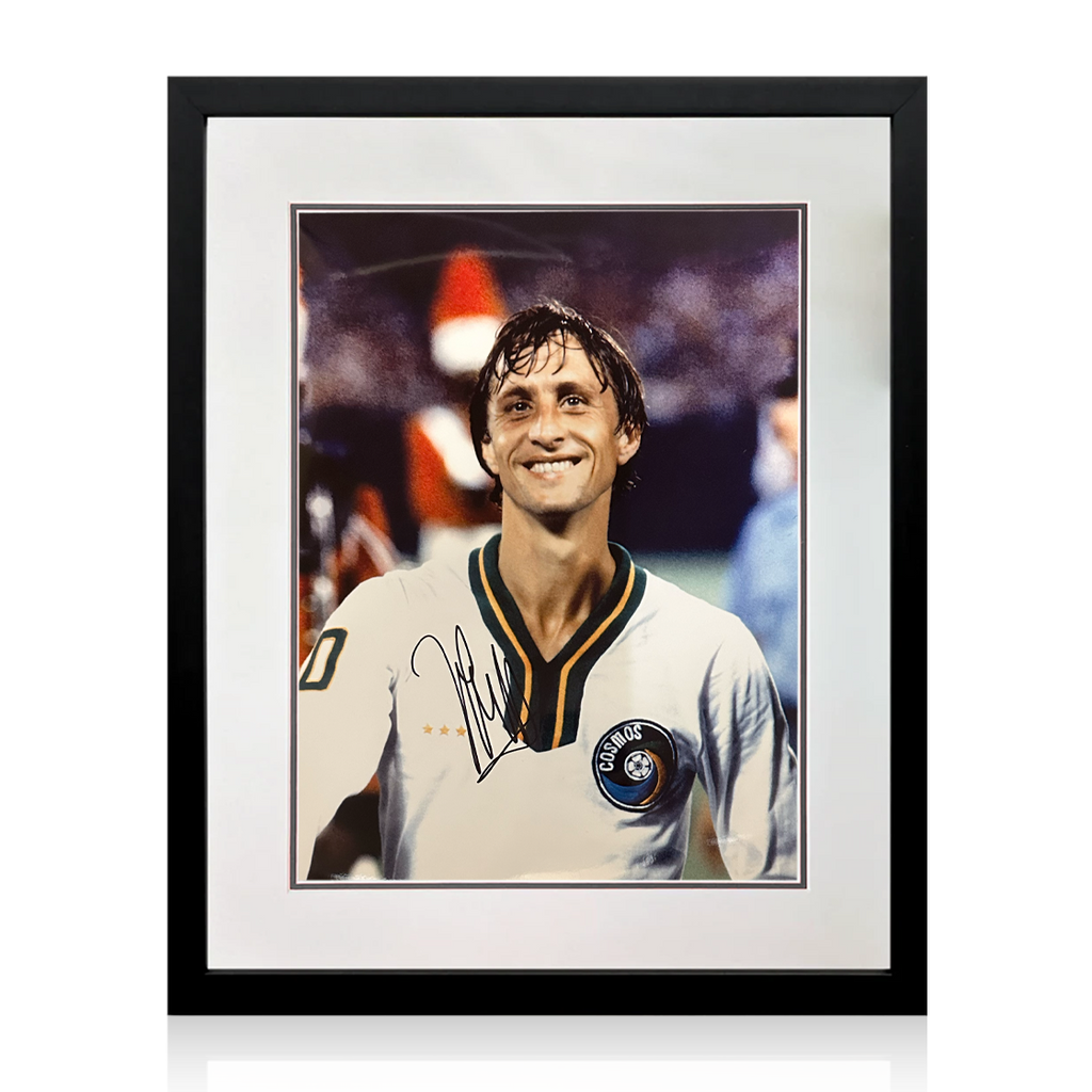 Johan Cruyff Signed New York Cosmos Photo Deluxe Mount Frame (AFTAL Authentication)