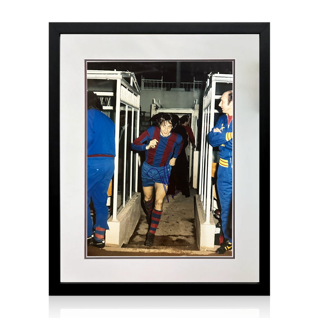 Johan Cruyff Signed FC Barcelona Photo Deluxe Mount Frame (AFTAL Authentication)