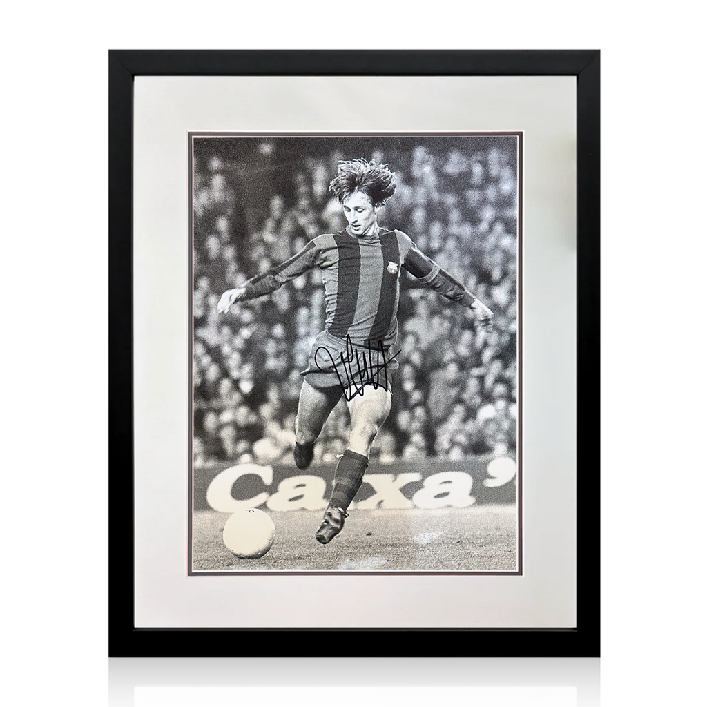 Johan Cruyff Signed FC Barcelona Photo Deluxe Mount Frame (AFTAL Authentication)