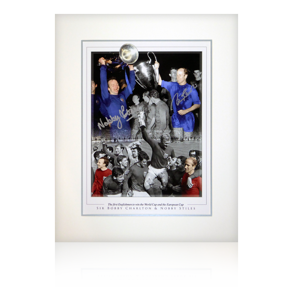 Bobby Charlton and Nobby Stiles Signed Deluxe Mount