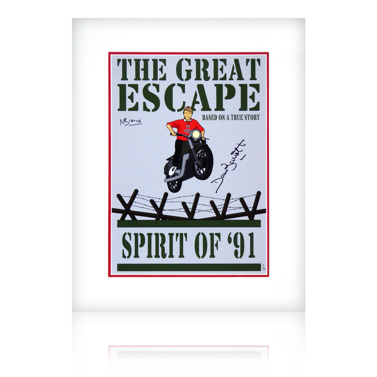 Dave Bassett Signed Great Escape 91 Poster Deluxe Mount
