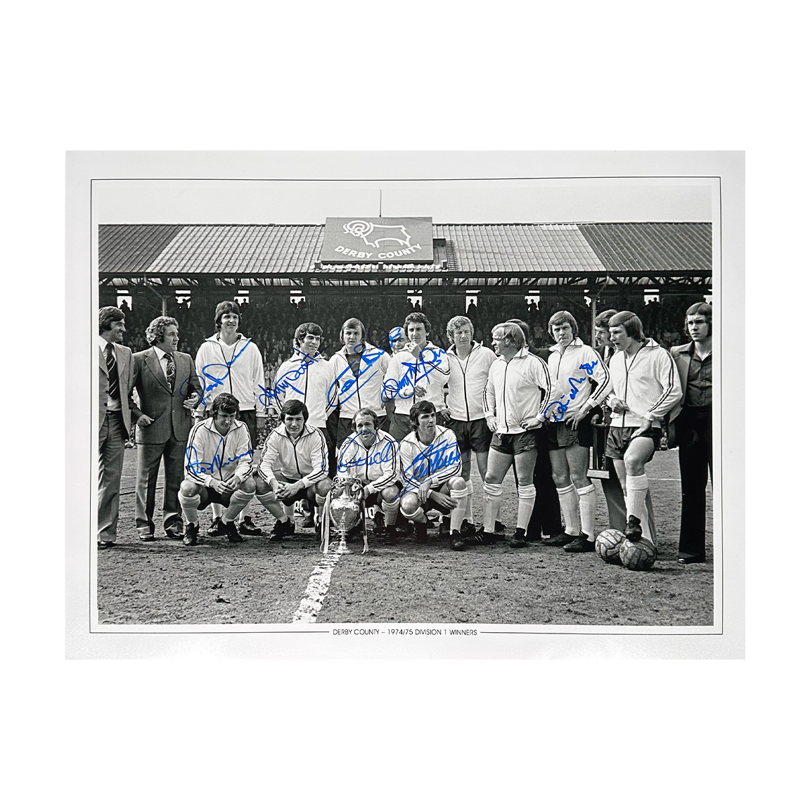 Derby County 1974/75 Squad Signed (Signed by 8) 16x12