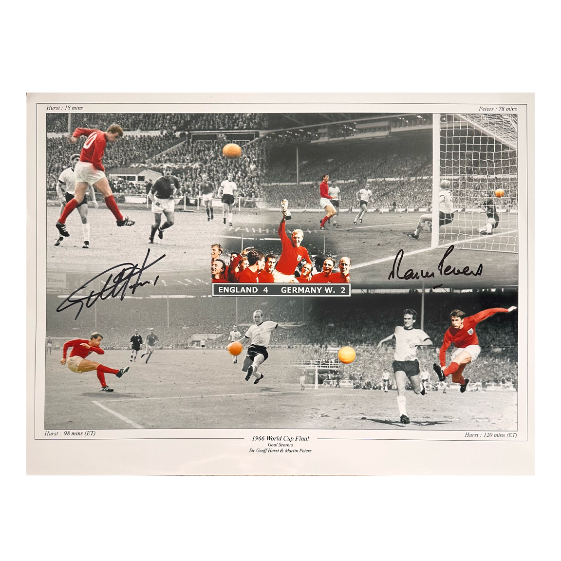 Geoff Hurst & Martin Peters Signed England 16x12