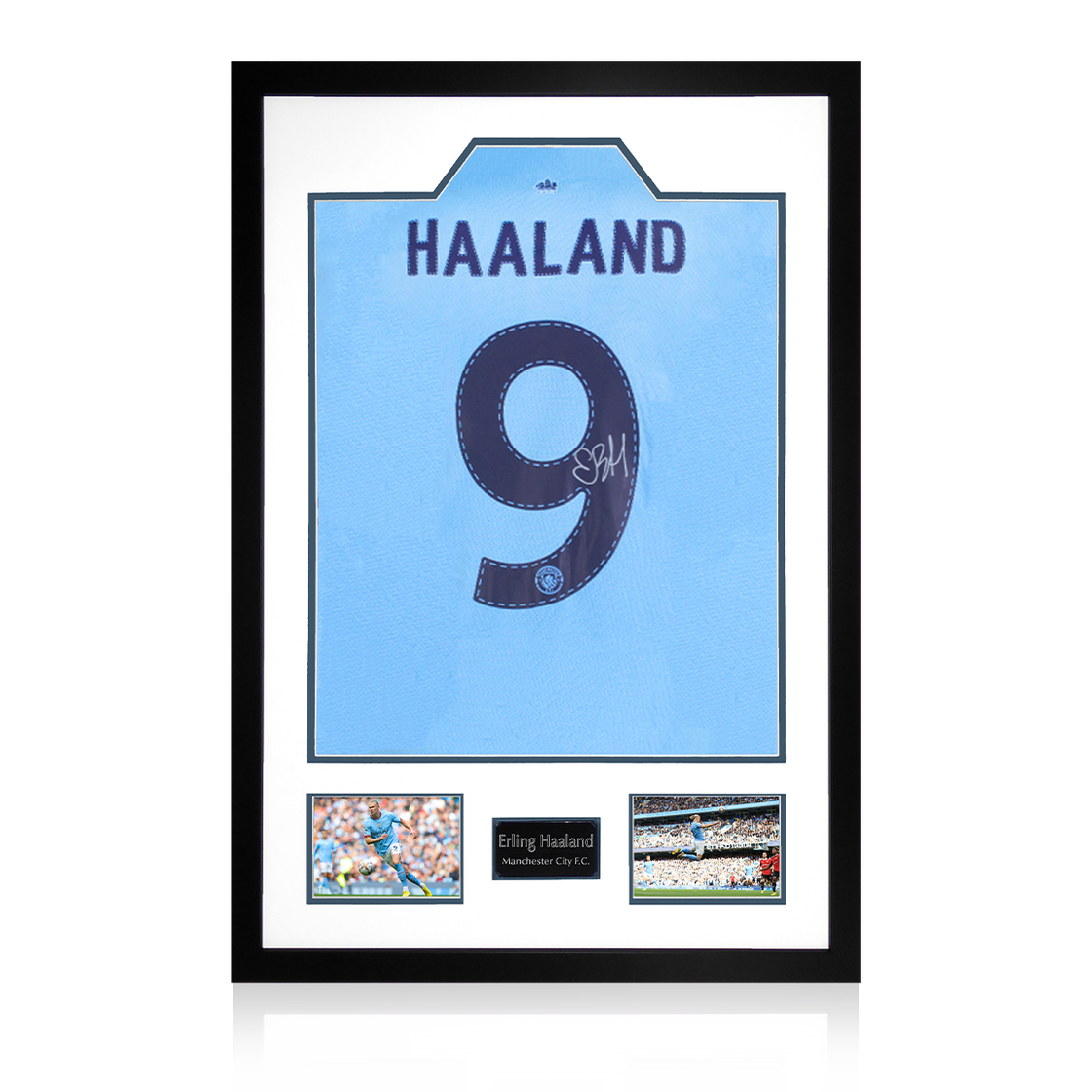 Erling Haaland Signed Man City Shirt Display