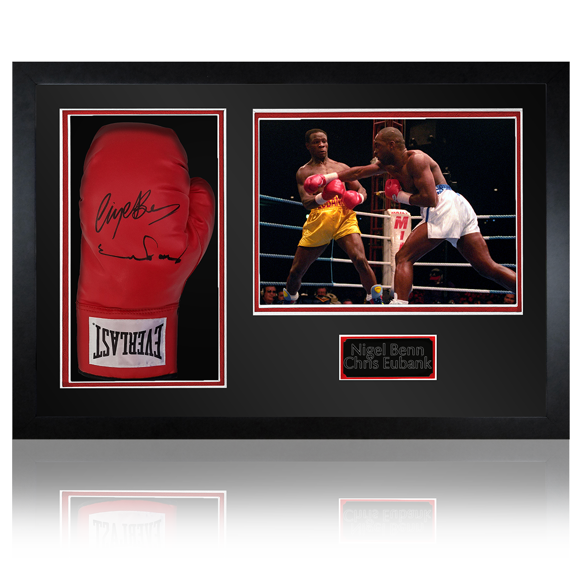 Chris Eubank Snr & Nigel Benn Signed Glove Display