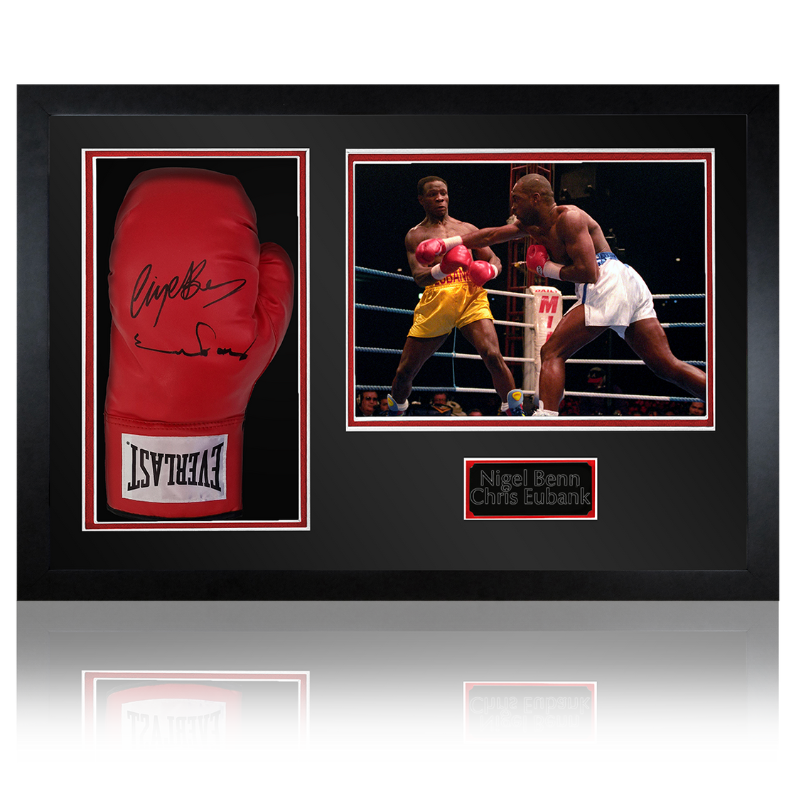 Chris Eubank Snr & Nigel Benn Signed Glove Display