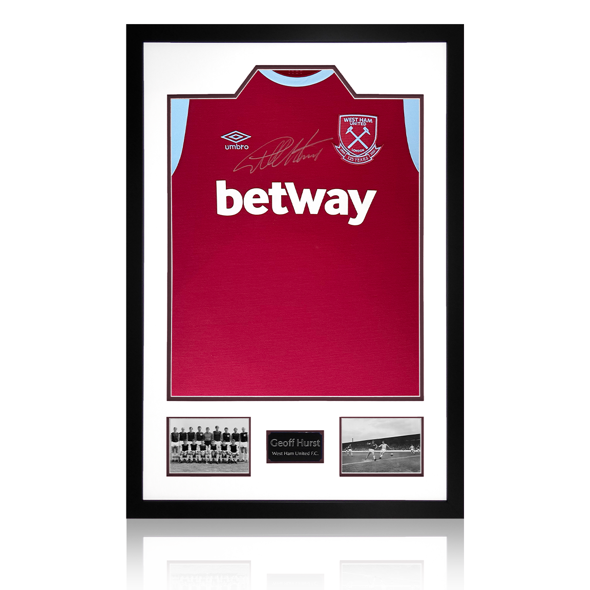 Geoff Hurst Signed West Ham Shirt Premium Frame