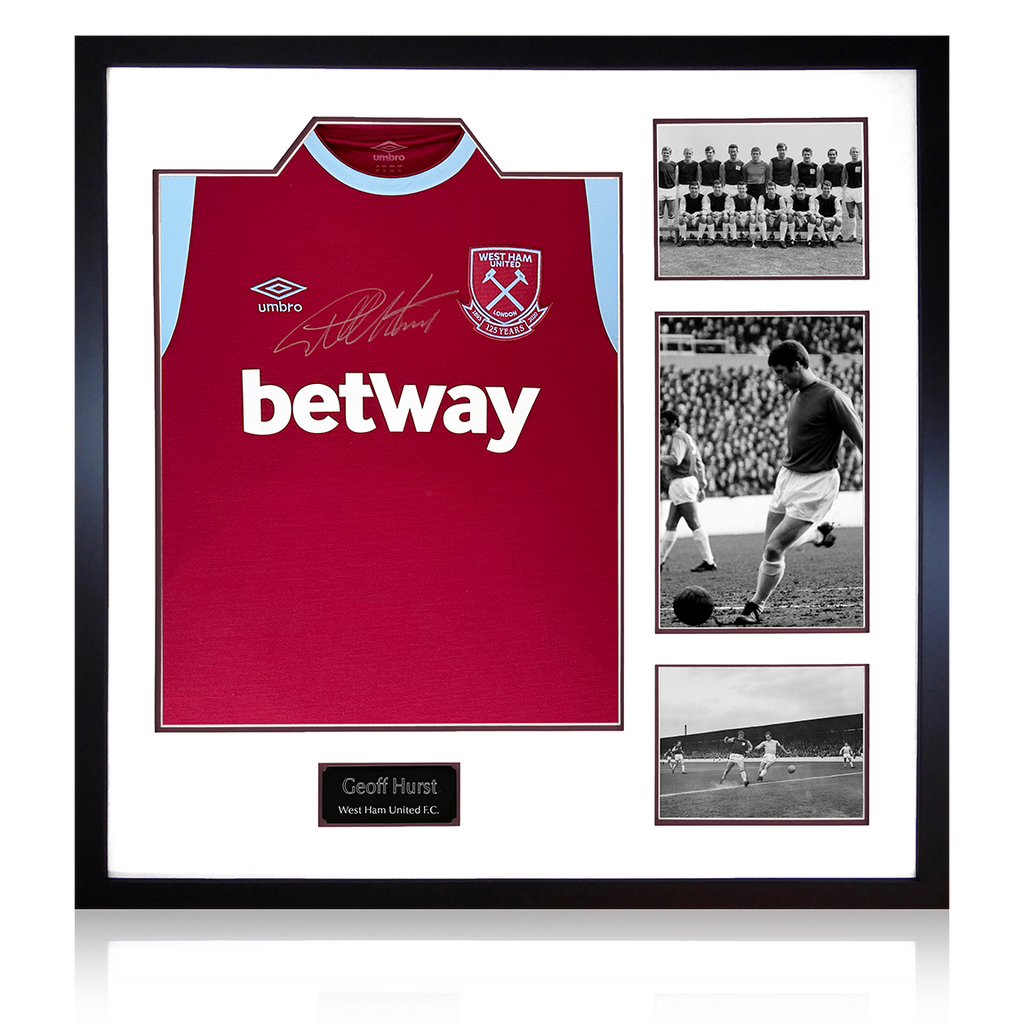 Geoff Hurst Signed West Ham Shirt Elite Frame