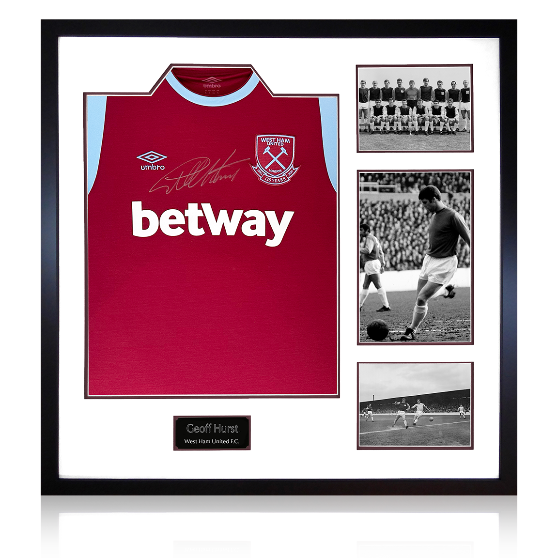Geoff Hurst Signed West Ham Shirt Elite Frame