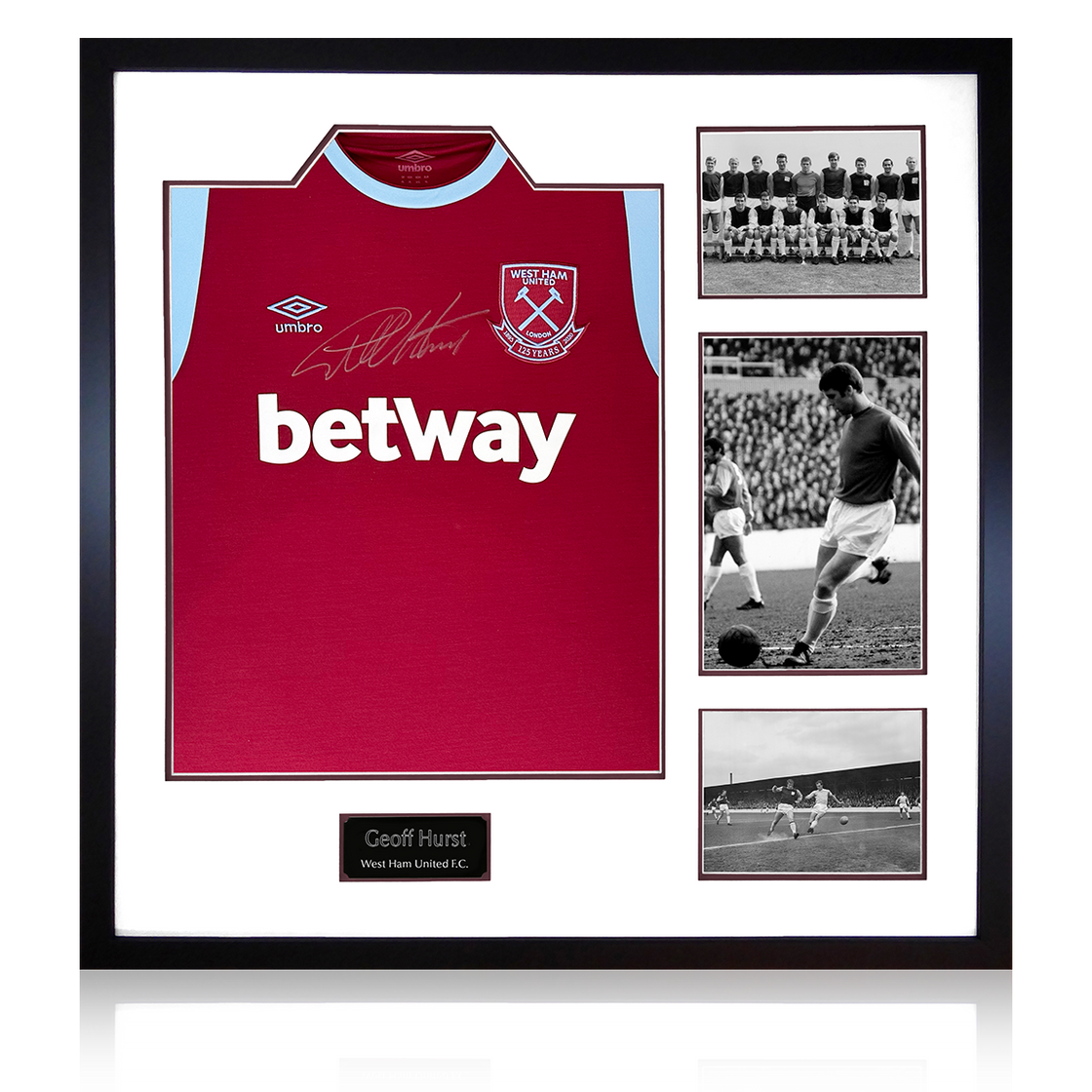 Geoff Hurst Signed West Ham Shirt Elite Frame