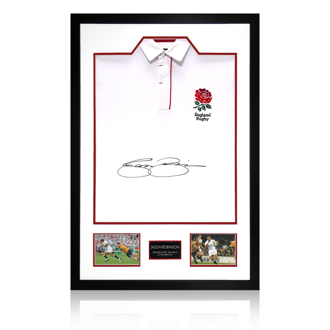 Jason Robinson Signed England Rugby Shirt Premium Frame
