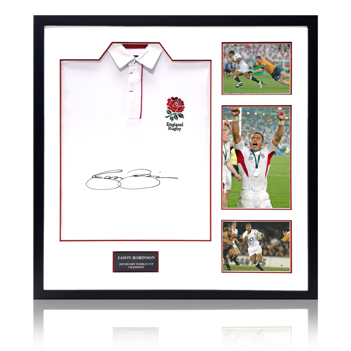 Jason Robinson Signed England Rugby Shirt Elite Frame