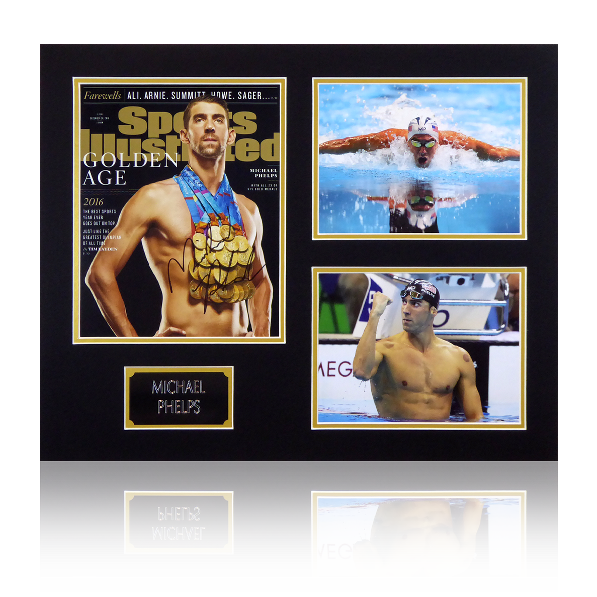 Michael Phelps Signed Mount Display The Fan Cave Memorabilia