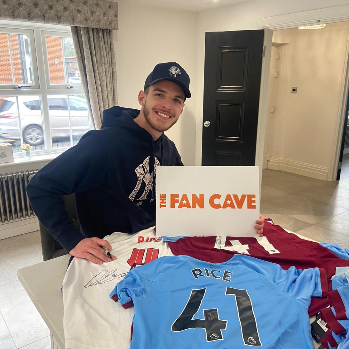 Declan Rice Signed West Ham 20/21 West Ham Away Shirt Premium Frame