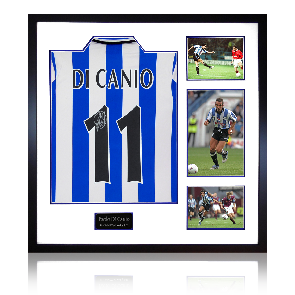 Paolo Di Canio Signed Sheffield Wednesday 1998 Home Shirt Elite Frame