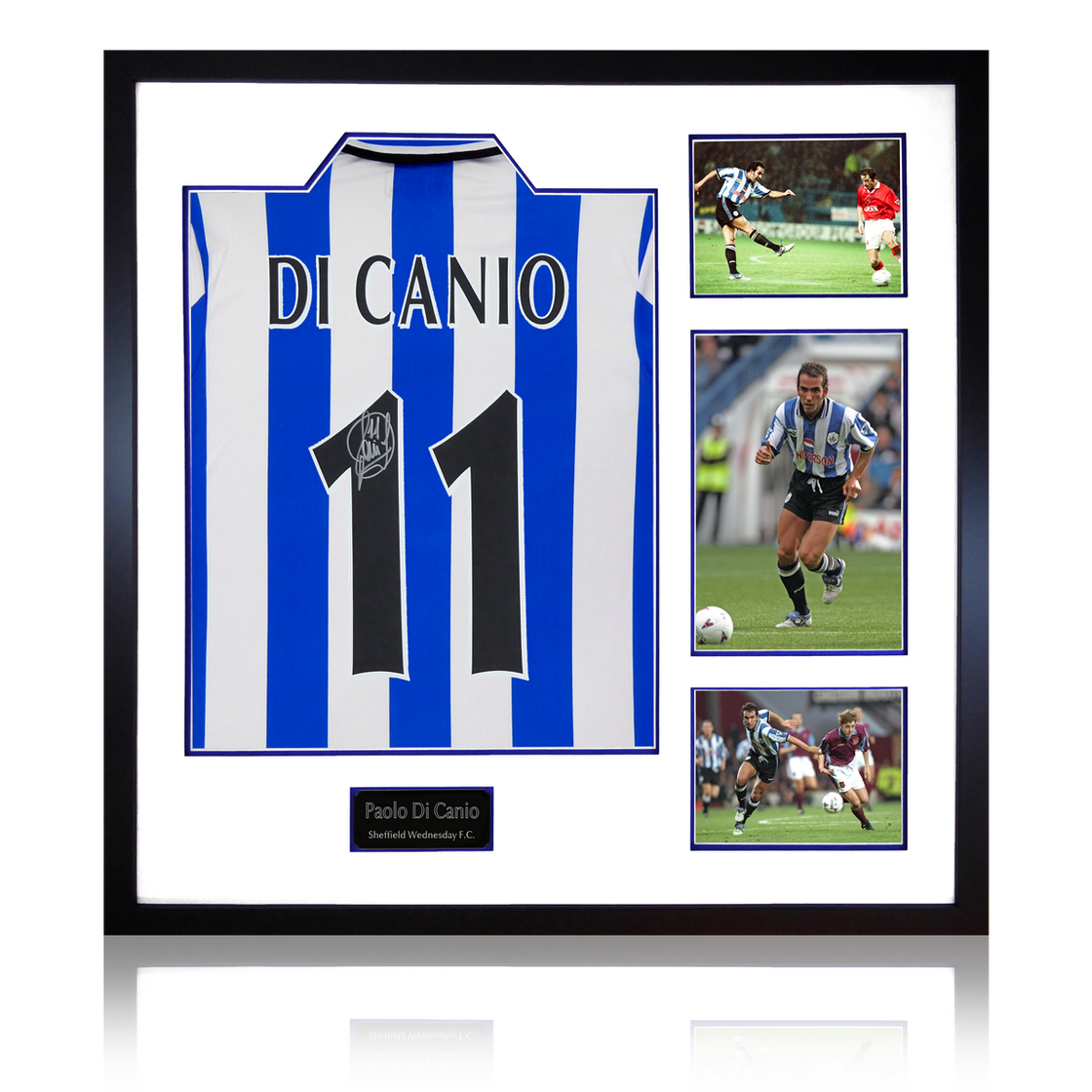 Paolo Di Canio Signed Sheffield Wednesday 1998 Home Shirt Elite Frame