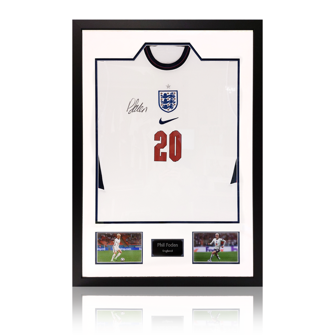 Phil Foden Signed England Shirt Premium Frame