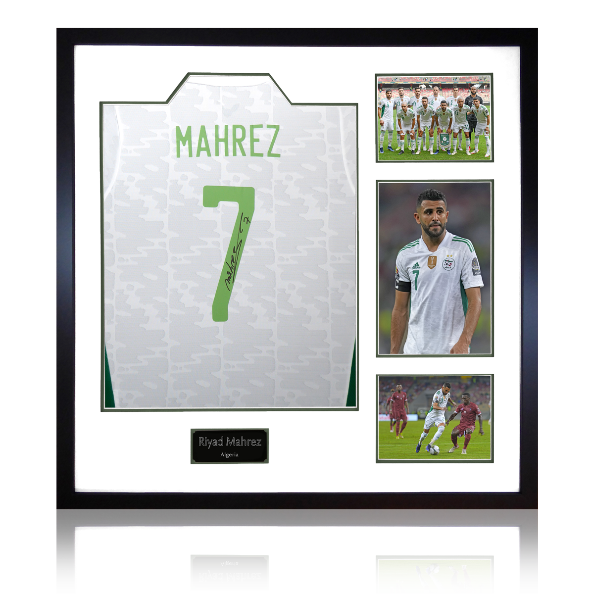 Riyad Mahrez Signed Algeria Shirt Elite Frame