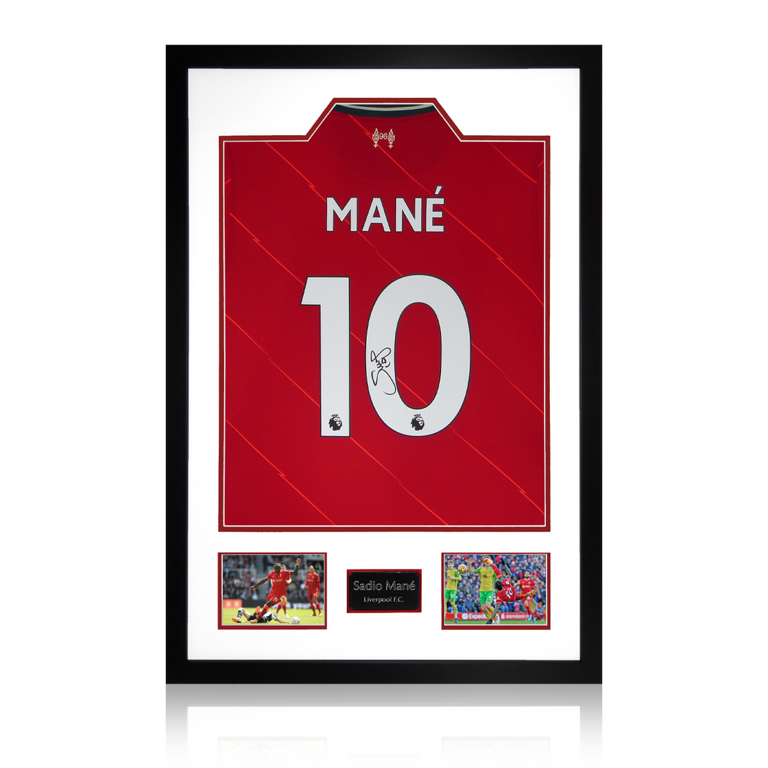 Sadio Mane Signed 21/22 Liverpool Shirt Display