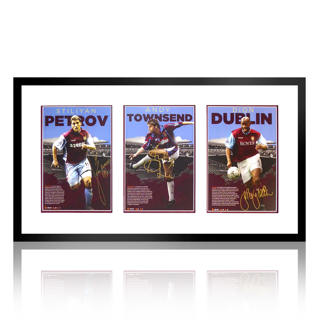 Stiliyan Petrov, Andy Townsend, Dion Dublin Signed Aston Villa Deluxe Mount Frame